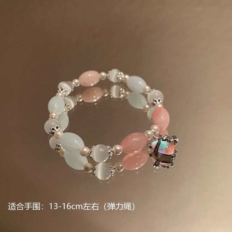 非金属玻璃手链 【黎初】弹力手工小众手链彩色串珠百搭少女手串