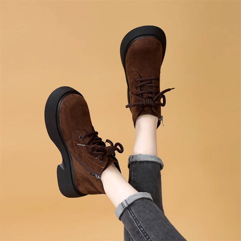 马丁靴女2025年秋冬季新款侧拉链厚底增高舒适小个子显瘦短筒靴子