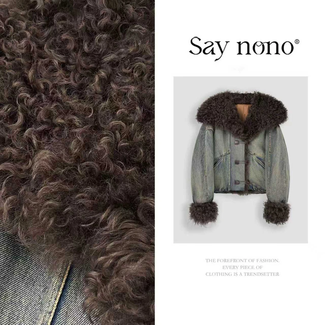 懒猫nono│Saynono港风复古松弛感羊毛毛领牛仔鹅绒外套GN1927LY