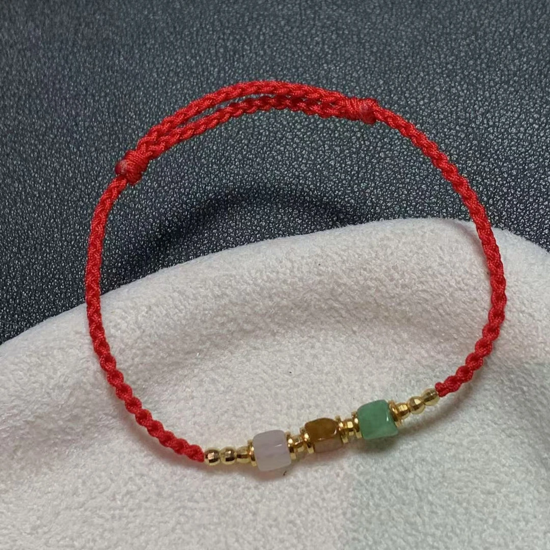 【山玥珠宝】天然翡翠A货随形珠子手绳