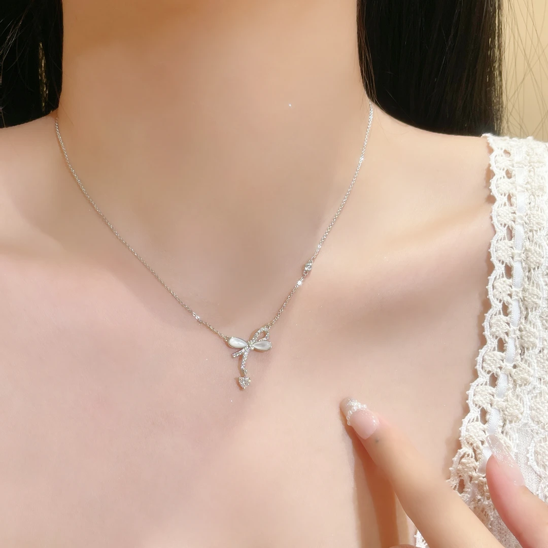 铜项链 蝴蝶结锁骨链女轻奢高级感气质百搭小众ins设计感装饰项链