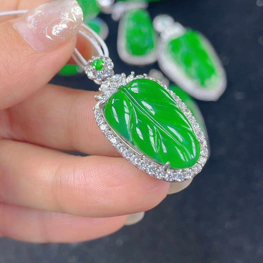 翡翠吊坠(不含链)银S925镶嵌