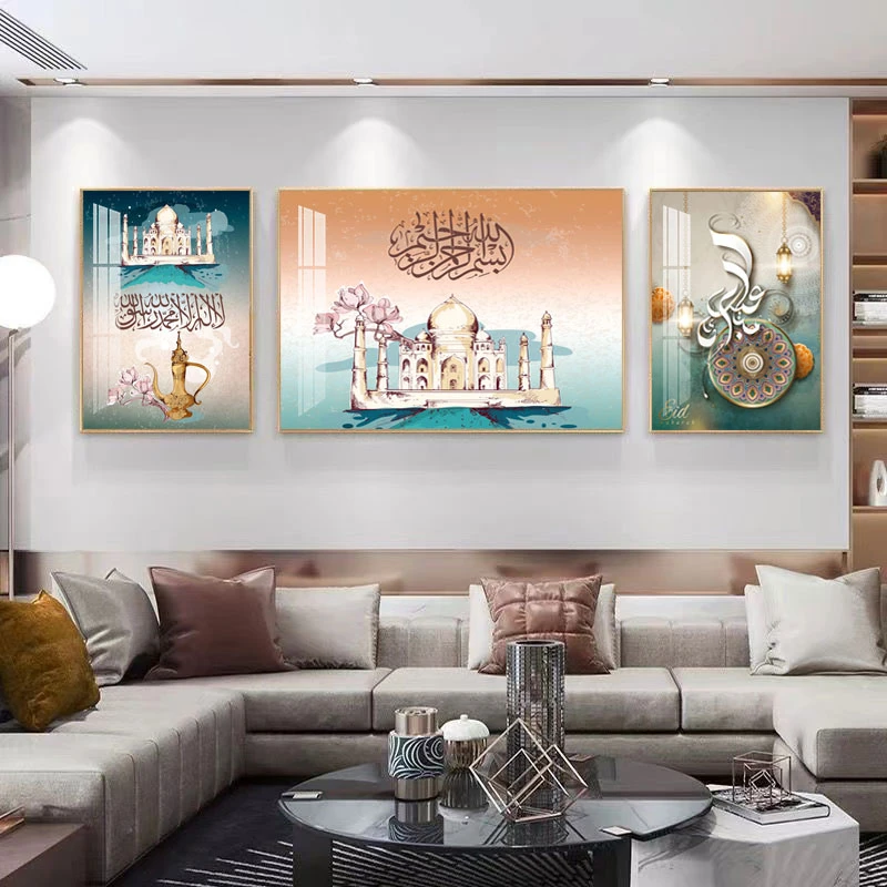 民族风挂画客厅装饰画现代简约沙发背景墙三联画办公室壁画