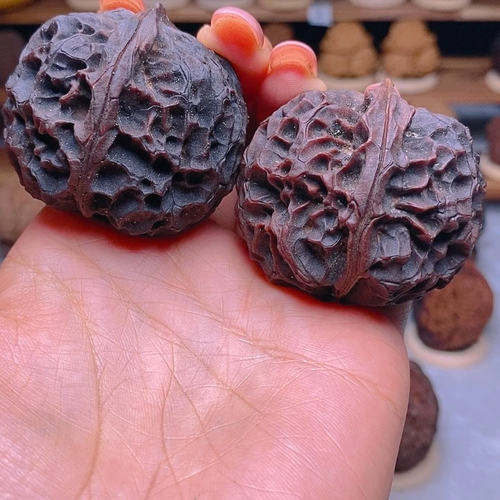 桃核把件老*凤凰牡丹45mm