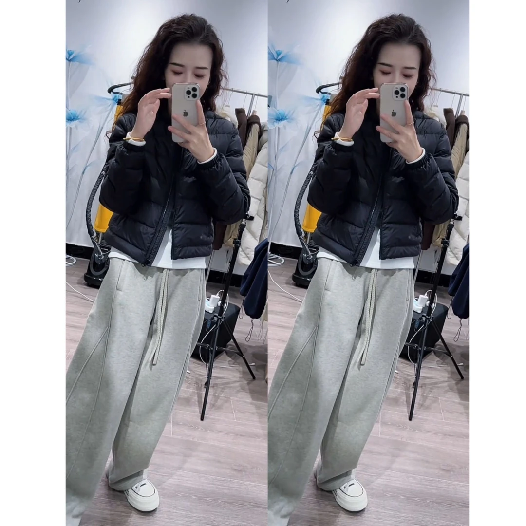 2025秋冬季新款时尚一整套气质老钱风百搭宽松短款外套裤子两件套