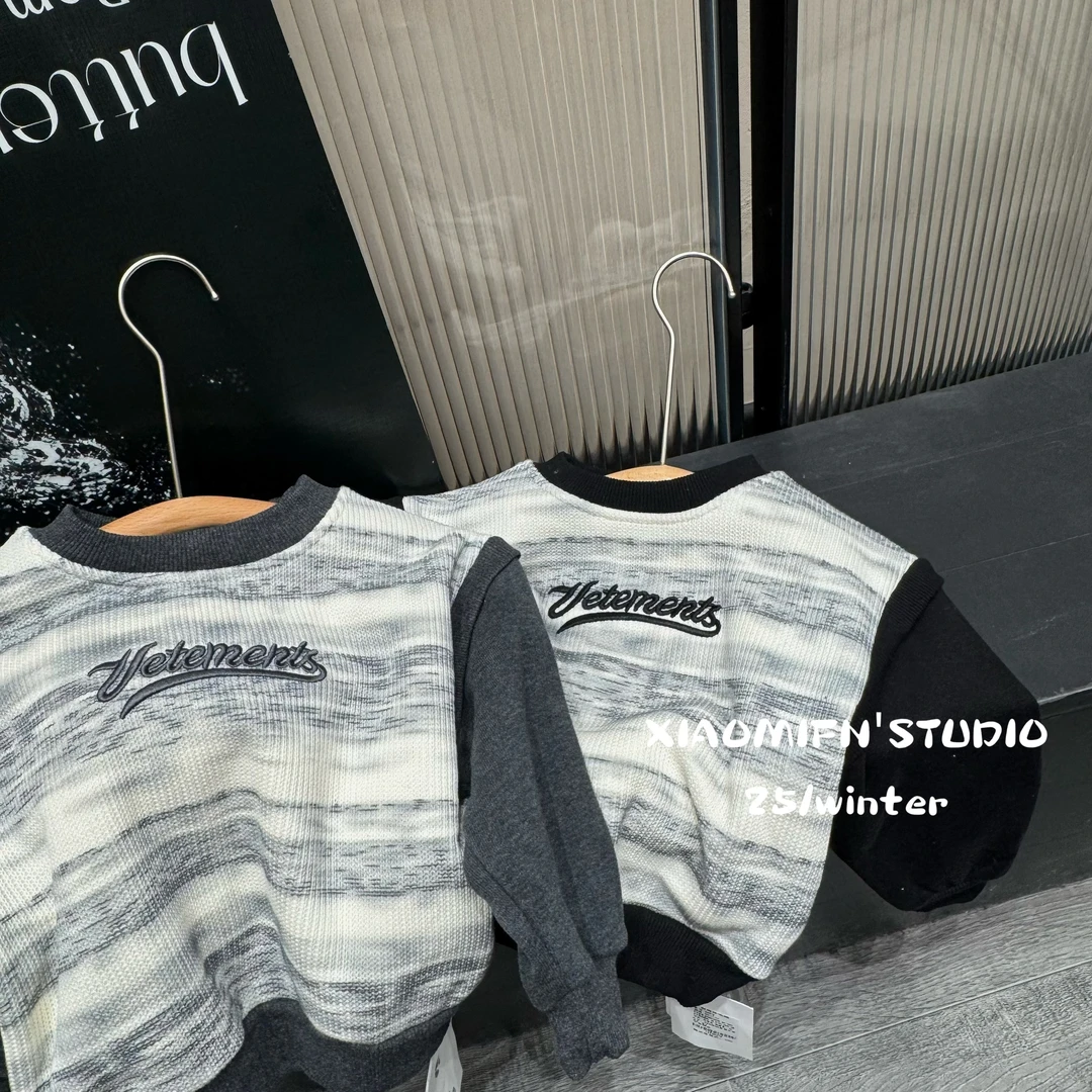 现货~儿童拼色卫衣2025秋冬款韩版男童装洋气痞帅宽松宝宝8872