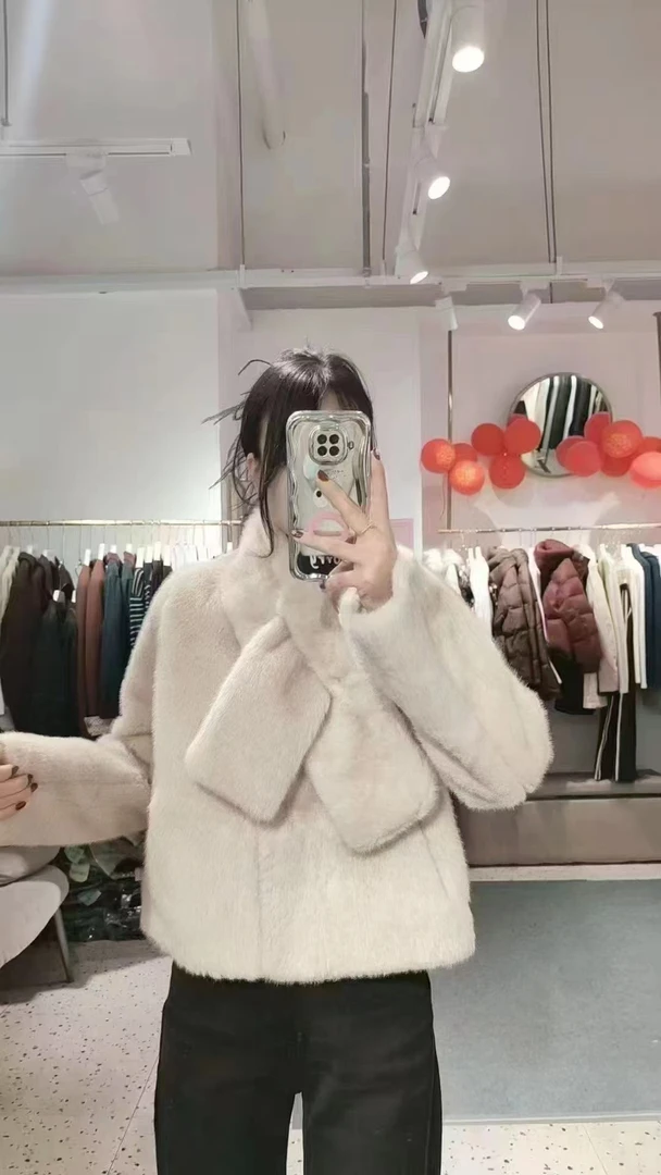 长袖可拆卸V领短外套上衣大衣女装气质白色女款韩版