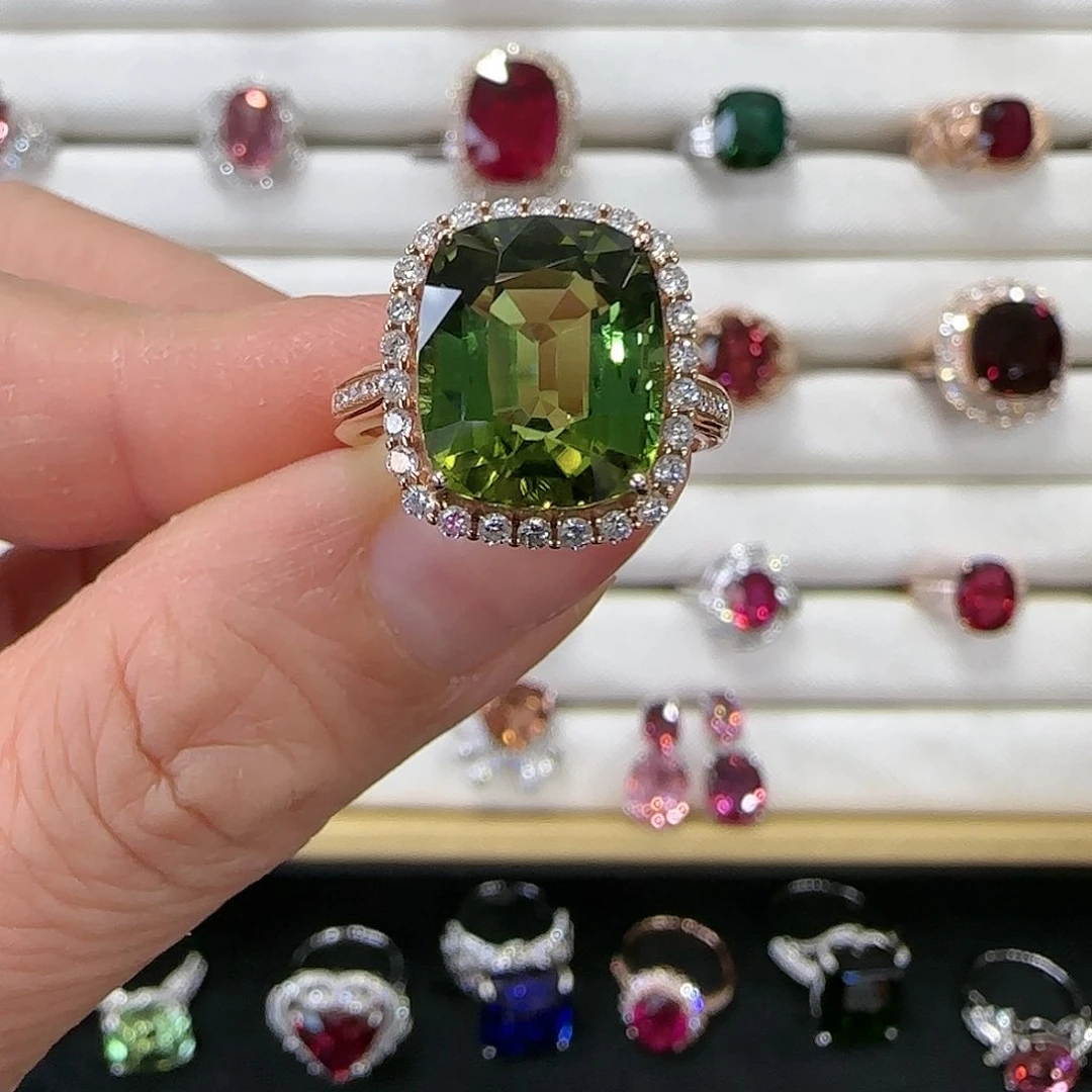 碧玺戒指18K金镶嵌6.94ct