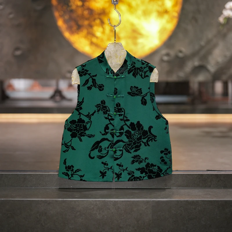 蓝大【梦璃】桑蚕丝对襟马甲6693