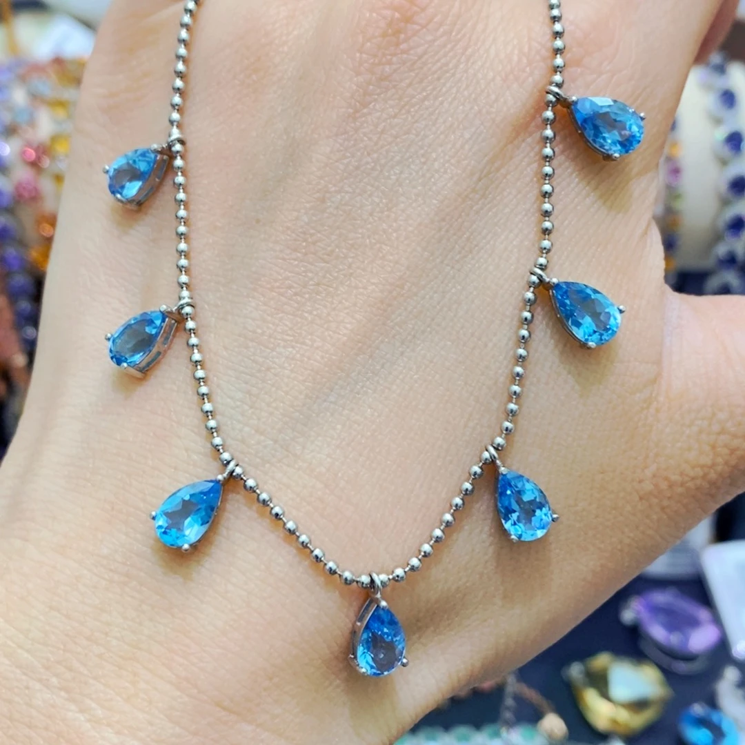 颈饰托帕石银S925镶嵌