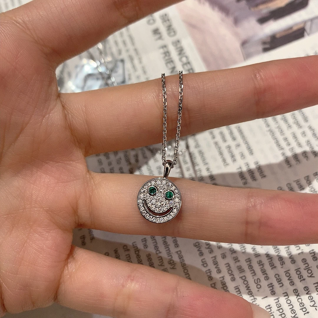 坠链均925银合成锆石 AceAceCo【绿色闪电微笑计划项链】