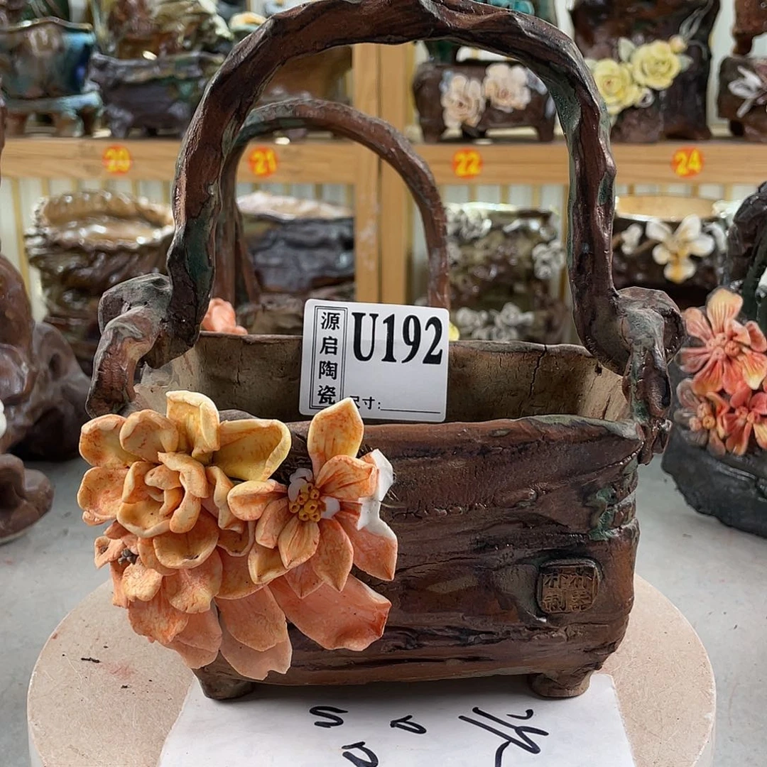 紫砂花盆景德镇陶瓷花盆192