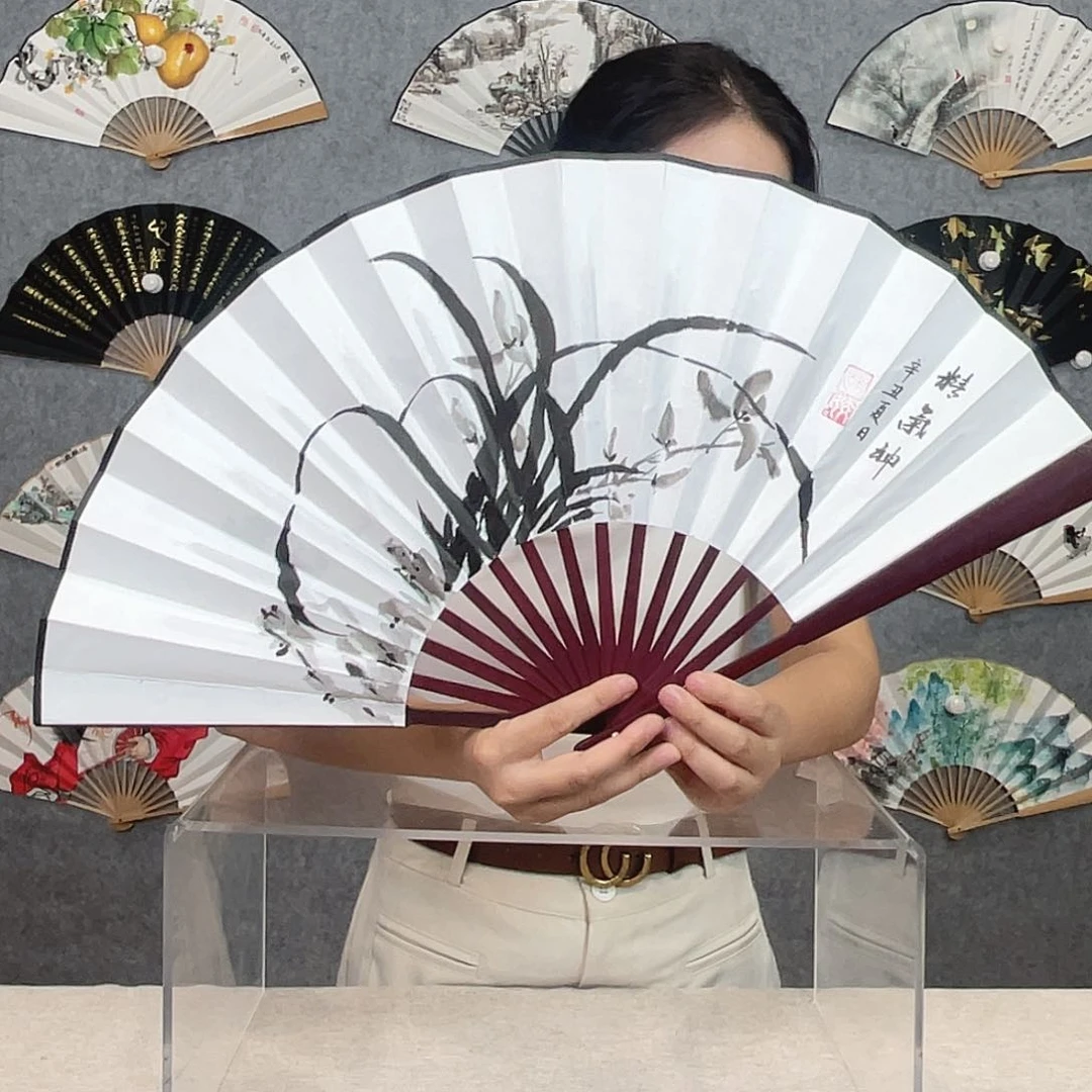 国画10寸-仿红木福利折扇（默认粘好）