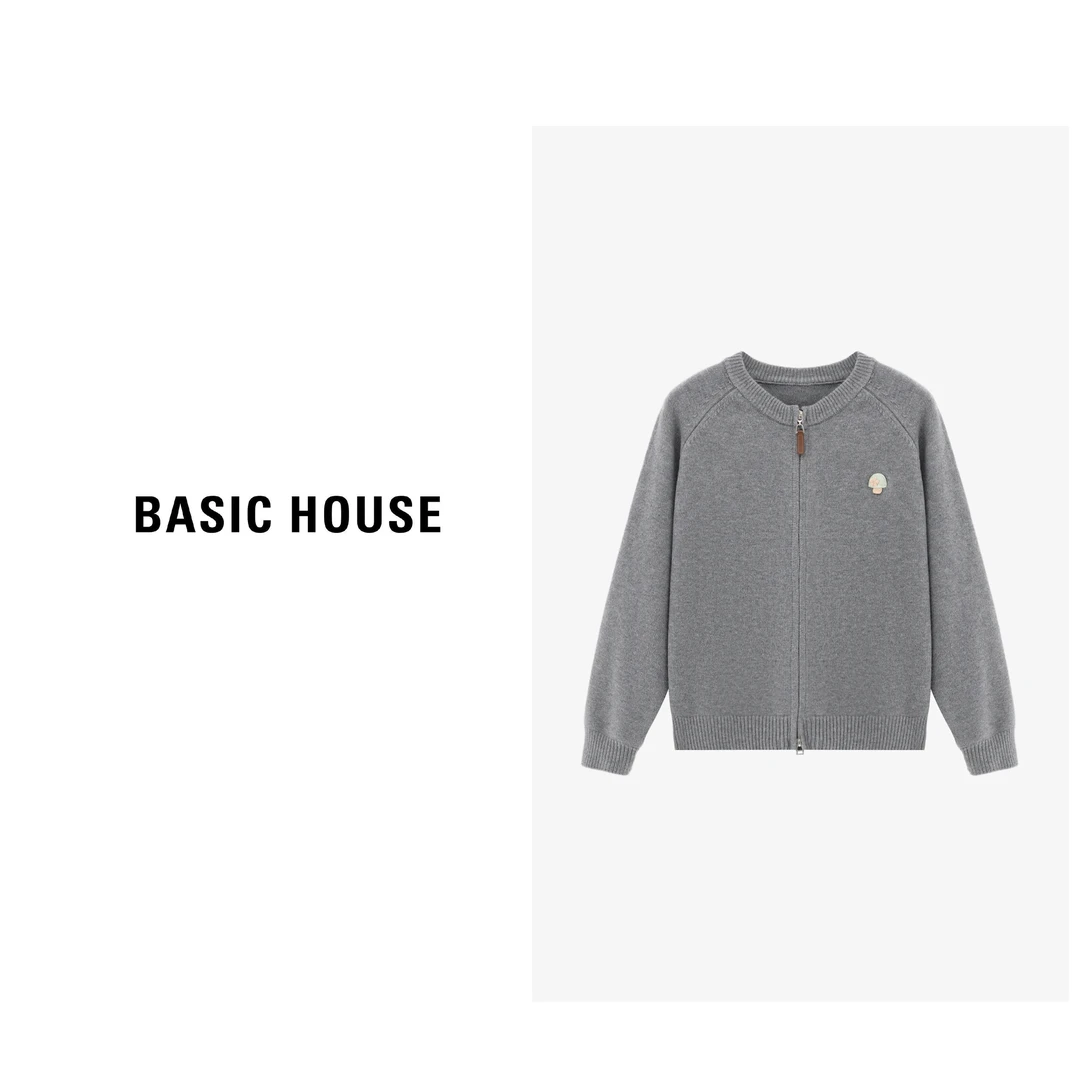 Basic House/百家好秋冬拉链开衫卡通毛衣B0625H5A312