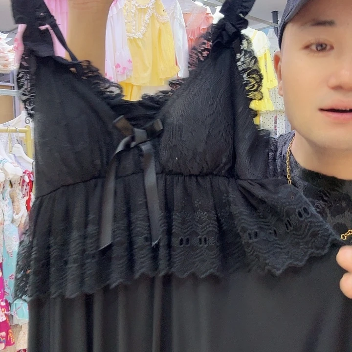聚酯纤维棉莫代尔纤维宫廷风吊带睡裙