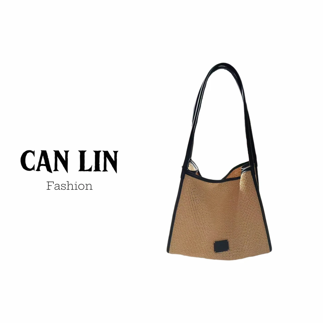 2025新款草编包女小众设计夏天编织单肩斜挎包休闲海边沙滩托特包