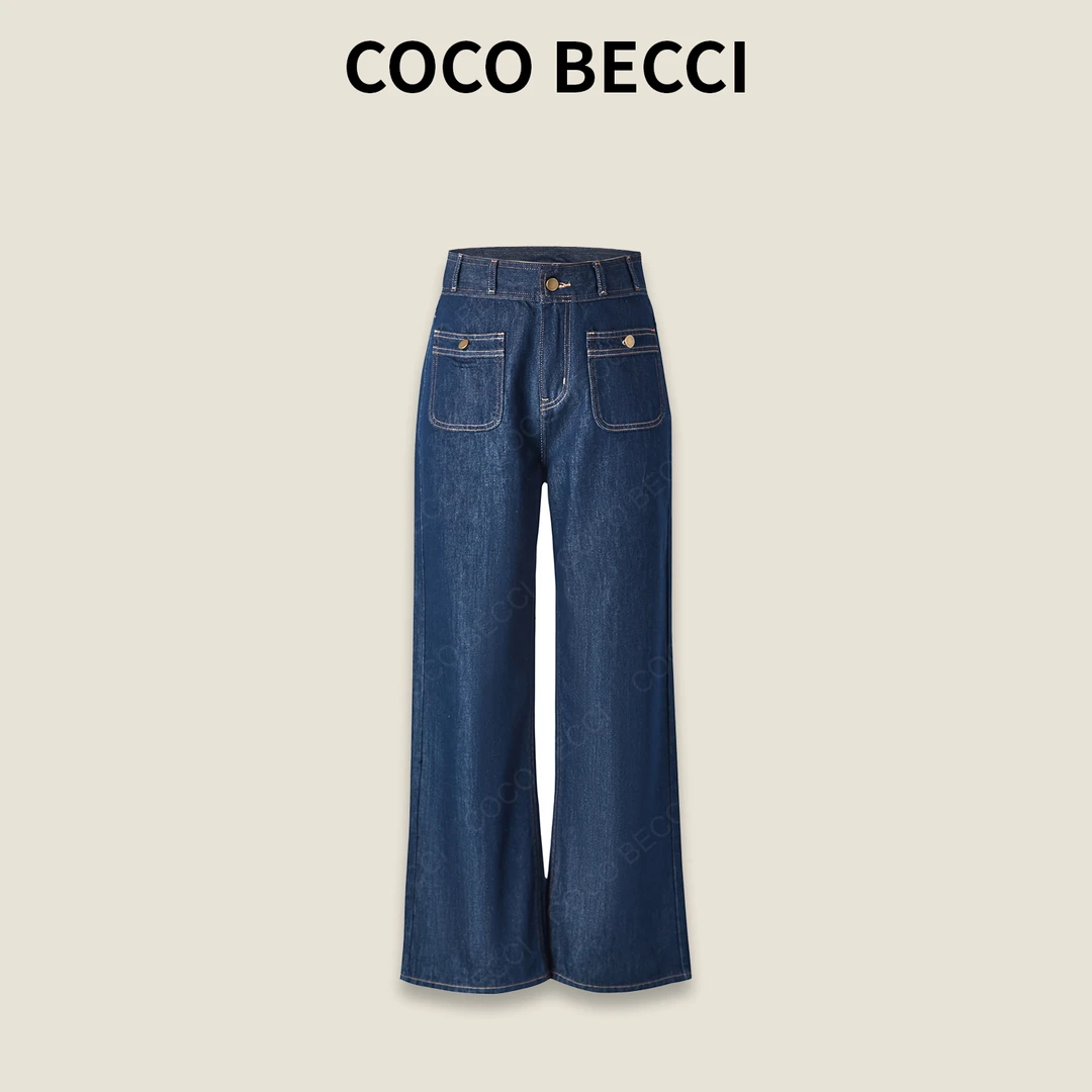 COCO BECCI【丹宁风潮】天丝混纺时尚水洗阔腿牛仔裤CFXYC262061