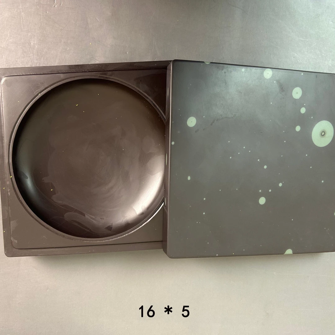 天然永仁苴却正方形多眼石盖砚