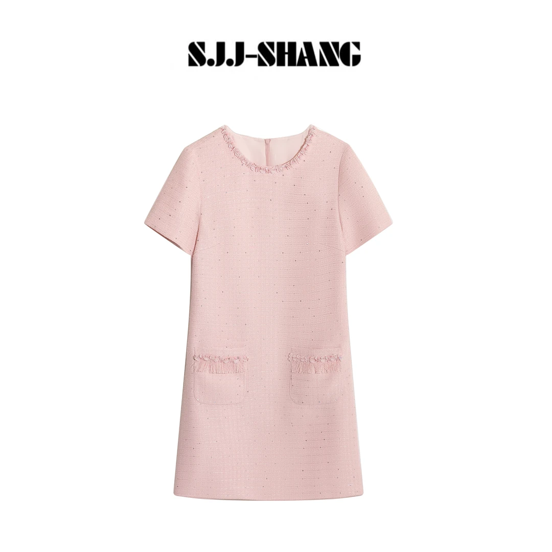 SJJ-SHANG【樱花少女】25ss新款珠片花细闪气质高级连衣裙q134434p
