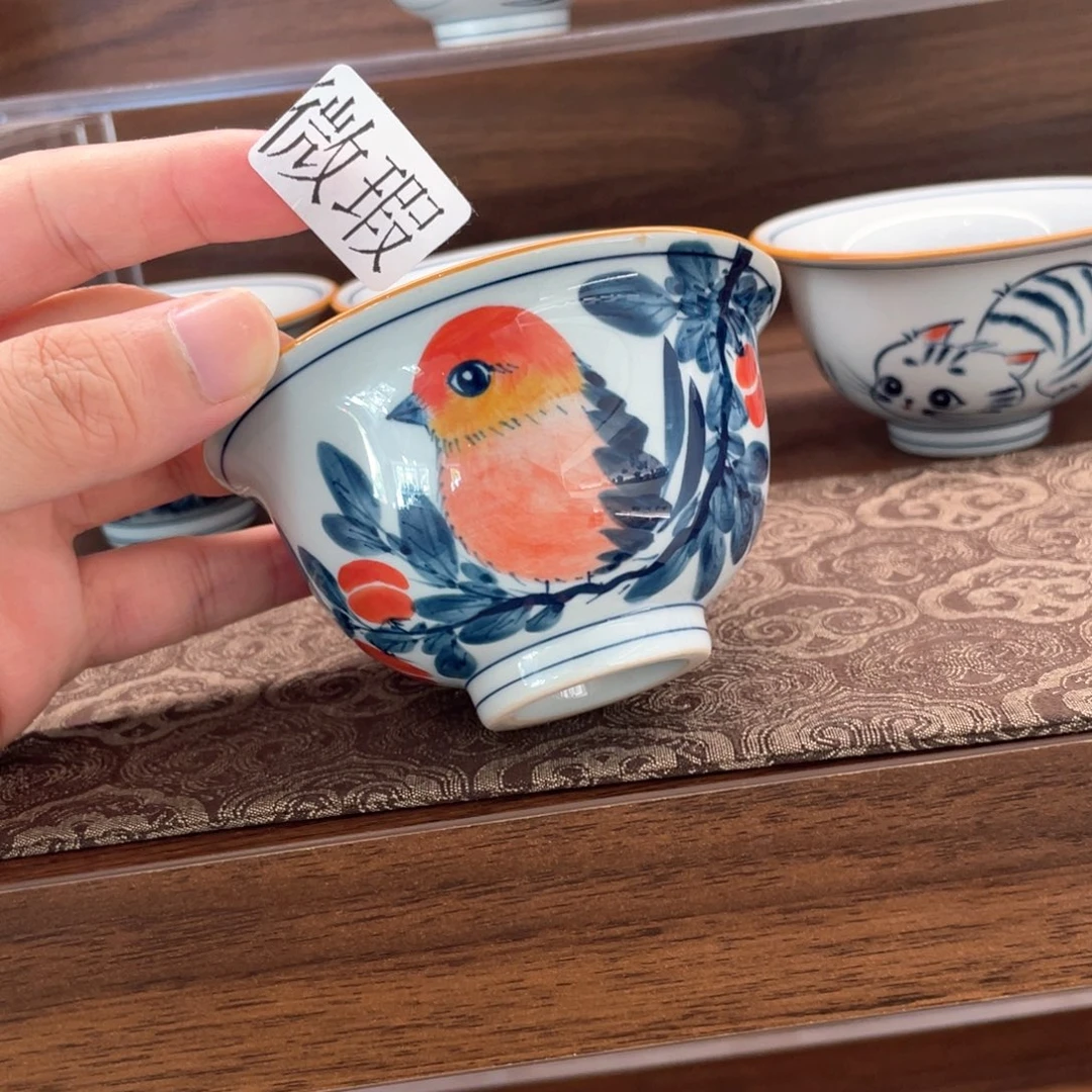 釉下手绘茶具微瑕