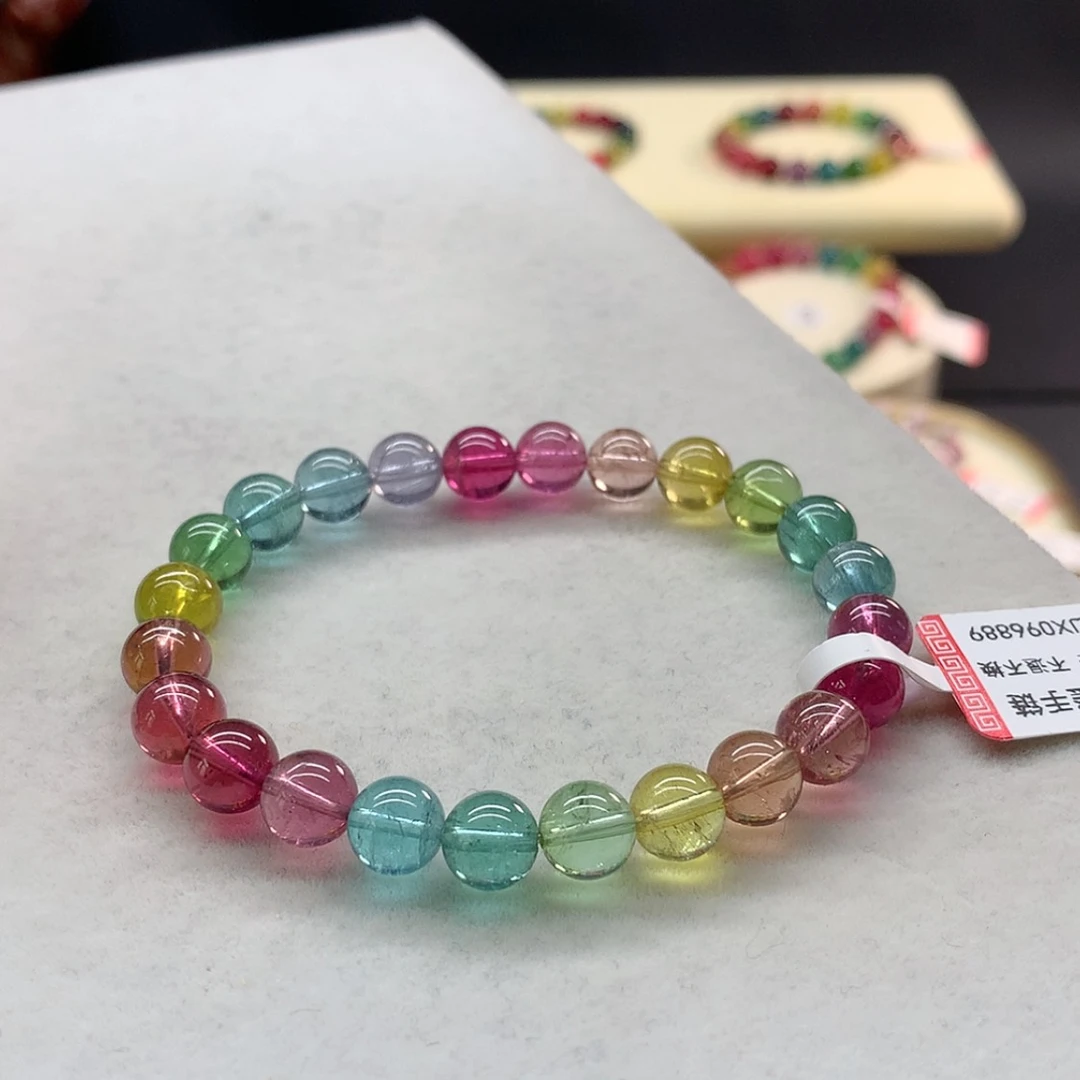 【闪购商品】未镶嵌手链碧玺荧光色标单圈7.5