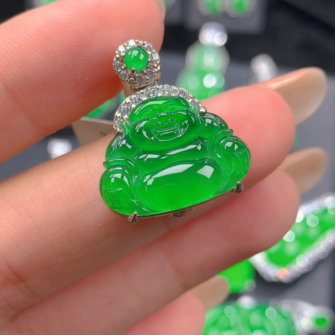 翡翠银S925镶嵌吊坠(不含链)