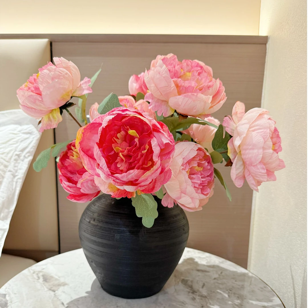 重瓣牡丹仿真花轻奢高端假芍药花束复古摆件客厅餐桌拍照道具
