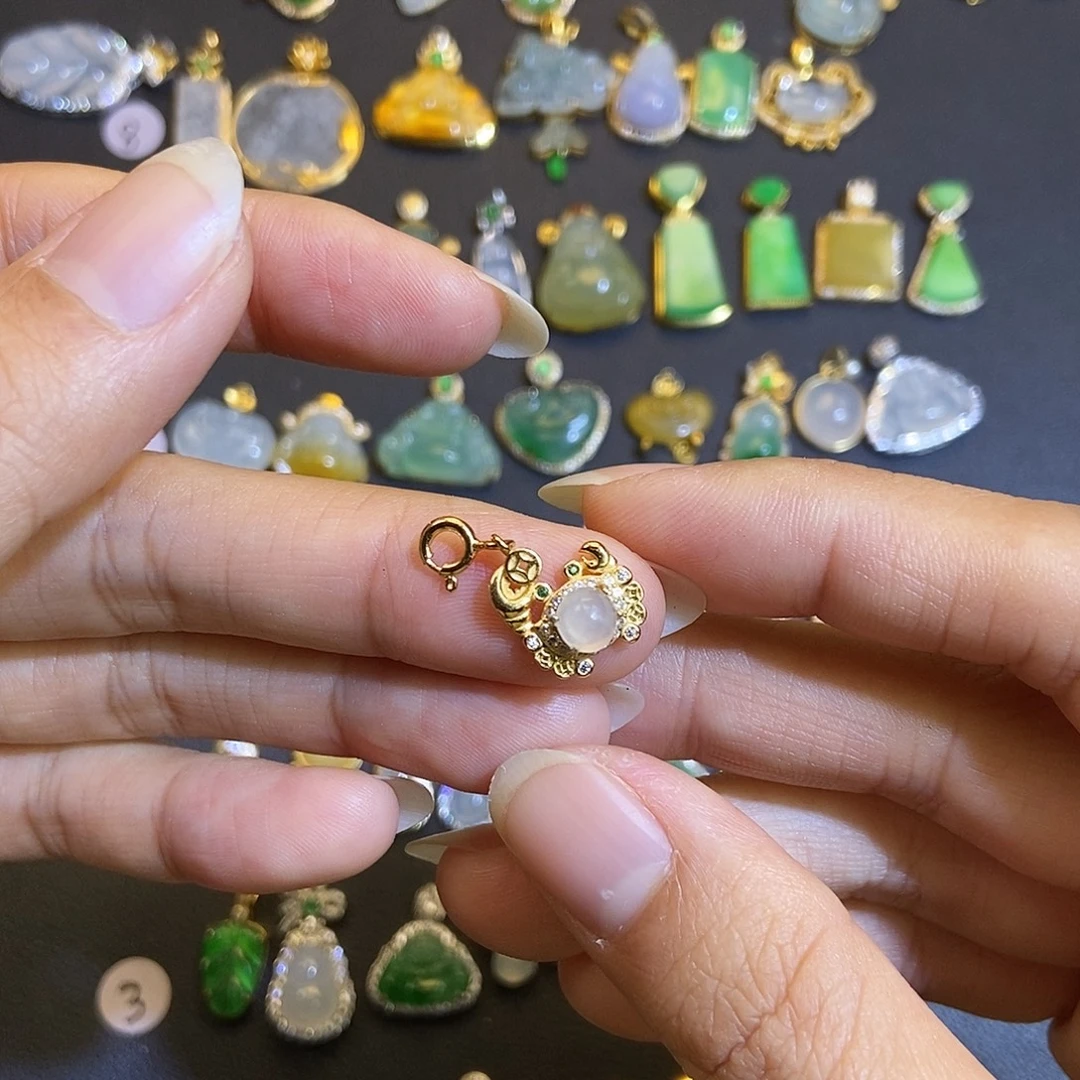 翡翠银S925镶嵌吊坠(不含链)