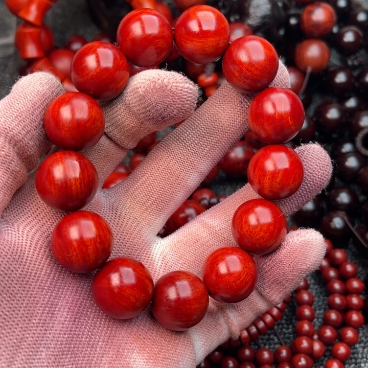 星***灰檀香紫檀（小叶紫檀）手串/手链鸡血红泥料1.8