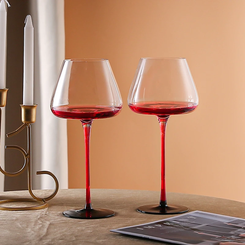 【盛瑞堂】勃艮第红挺黑底250mm手工水晶无铅红酒杯葡萄酒杯