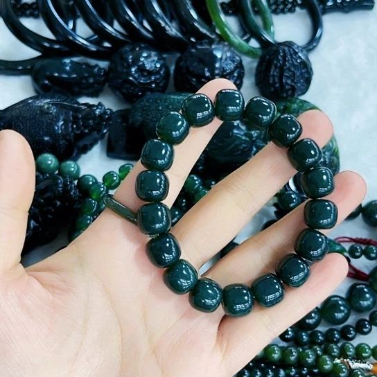 蛇纹石玉手链合金泰***绝