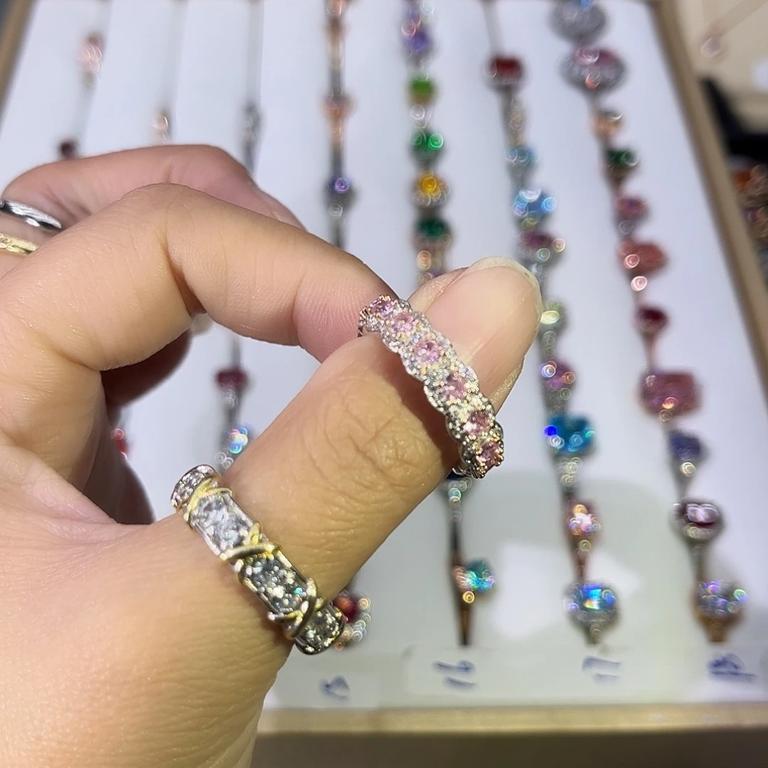 莫桑石非金属粉钻排戒-12