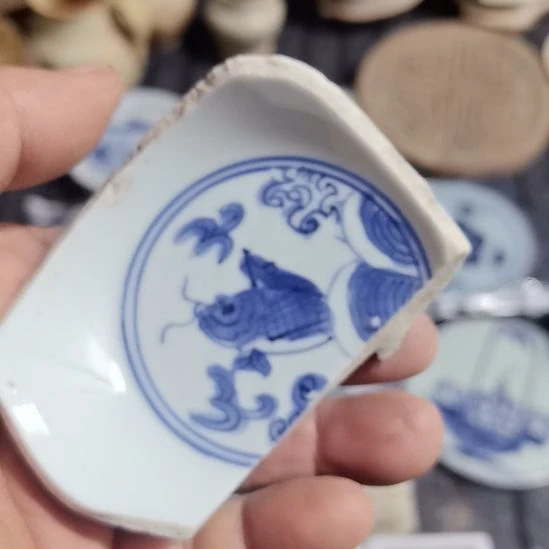 瓷片青花影青杯垫学习标本