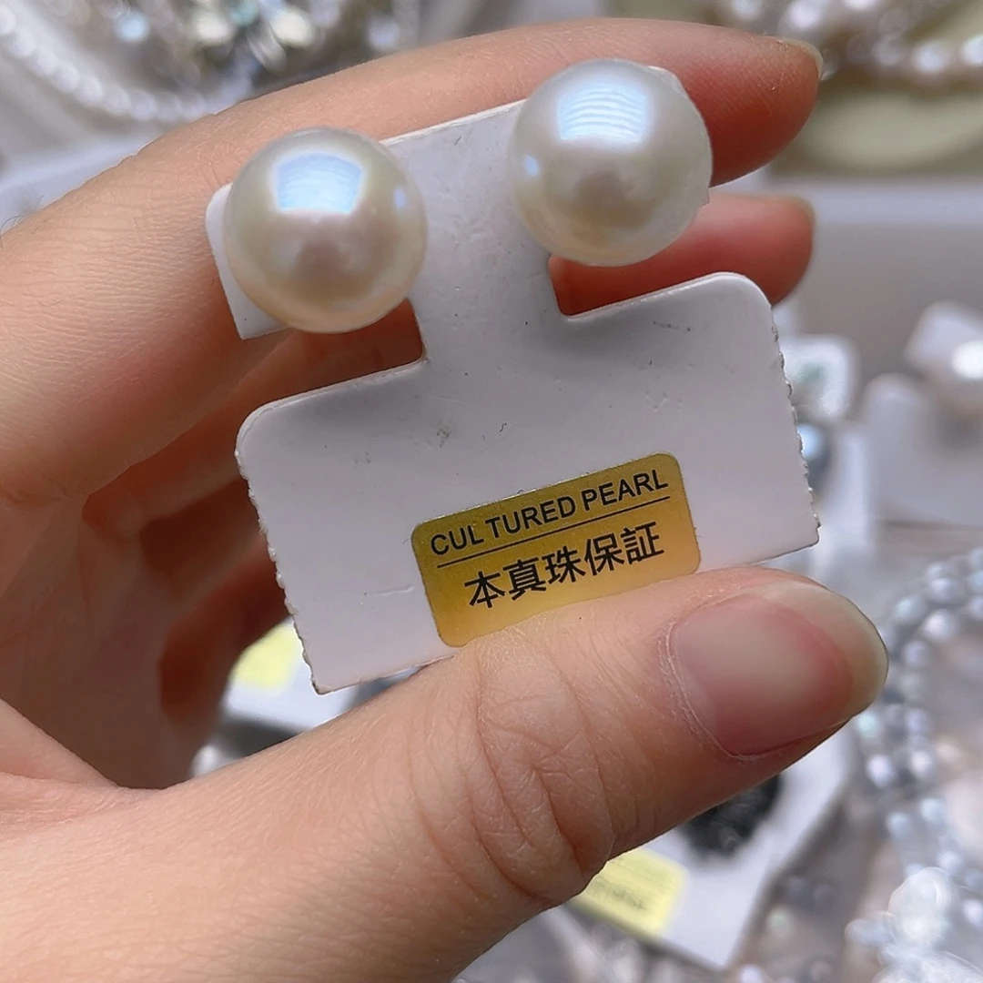 淡水珍珠吊坠或者耳钉银S925镶嵌