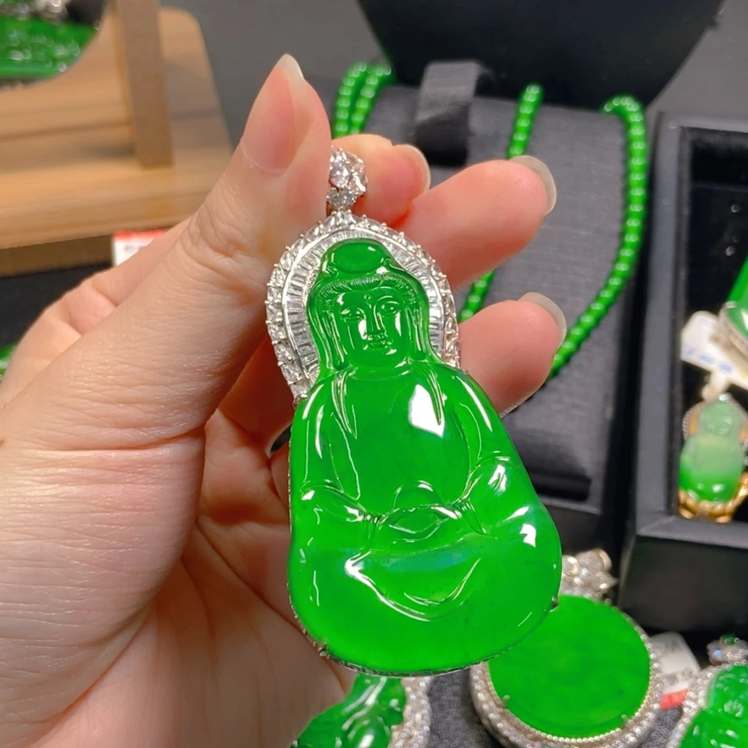 翡翠银S925镶嵌吊坠(不含链)