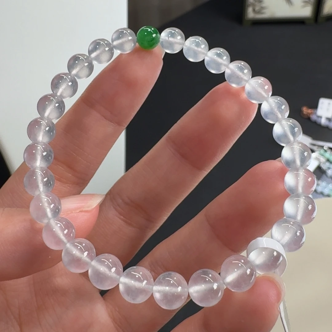 翡翠未镶嵌手链炸光！！玻璃钢单圈卡6mm