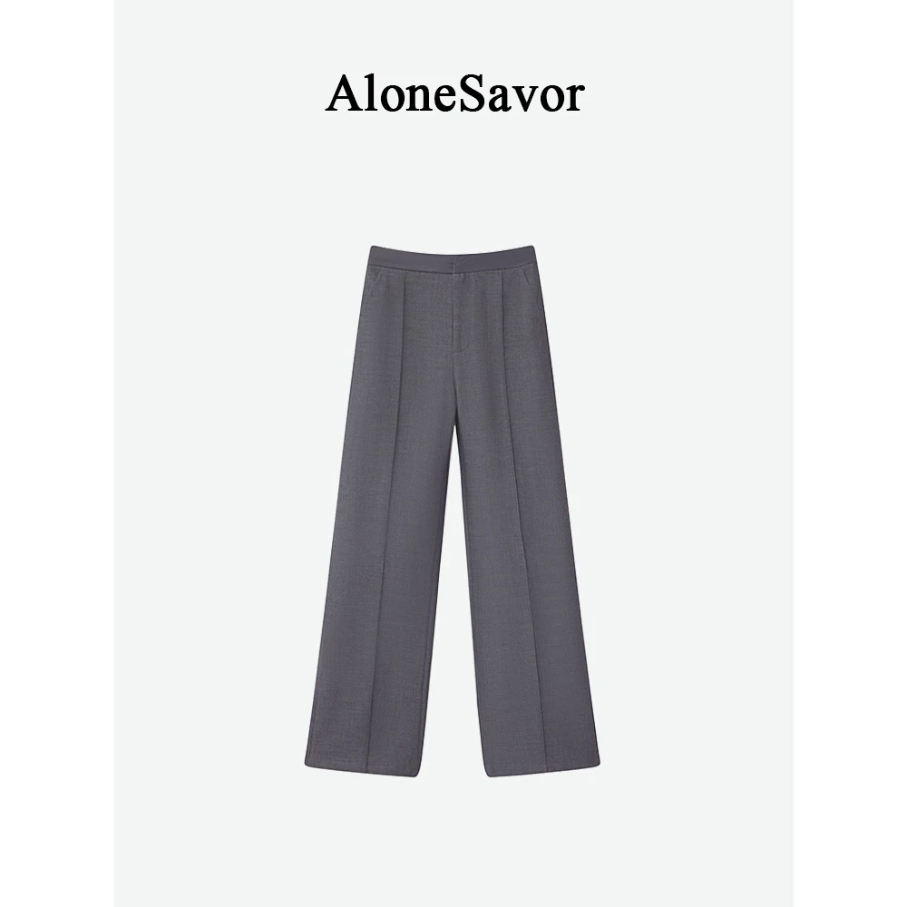 【ALONESAVOR】皇家学院 挺括有型显瘦缎面拼接西装裤9015