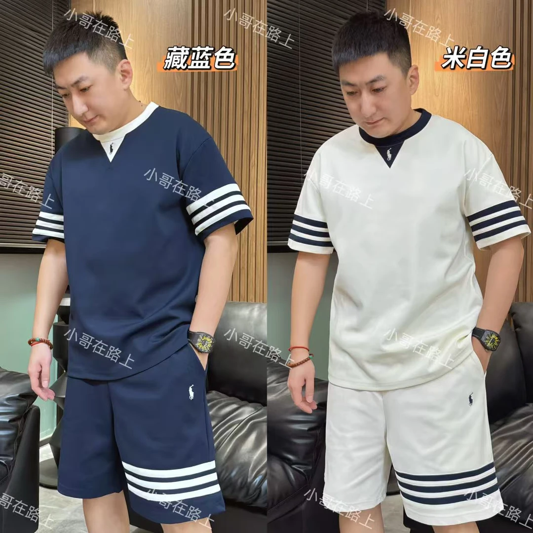 【短袖短裤套装】 M.6夏季新款短袖短裤套装小众轻奢简约拼接套装
