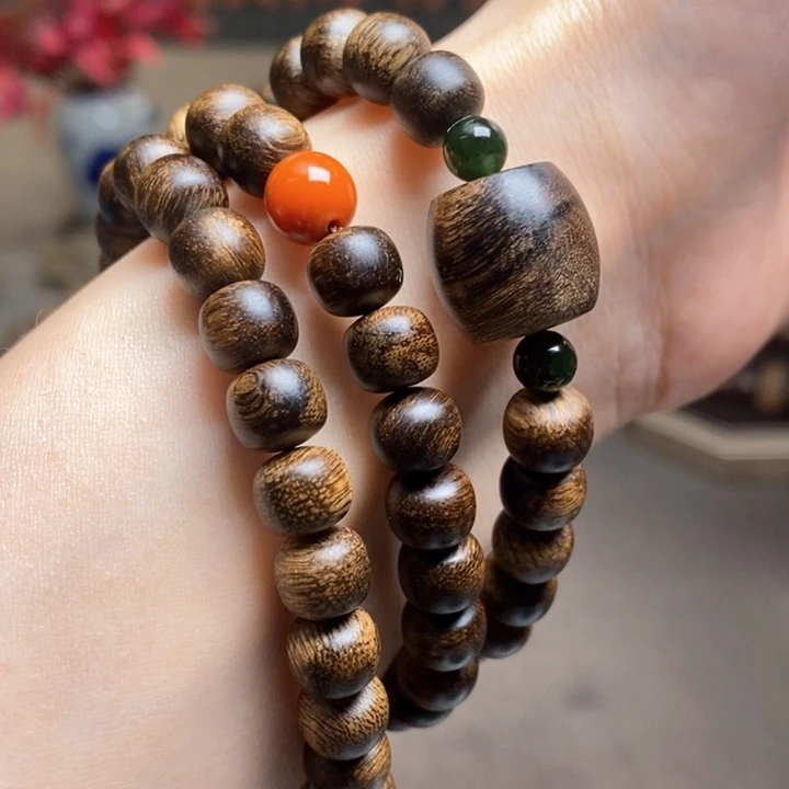 沉香手串越南芽庄紫棋瘤疤0.6×0.8配饰