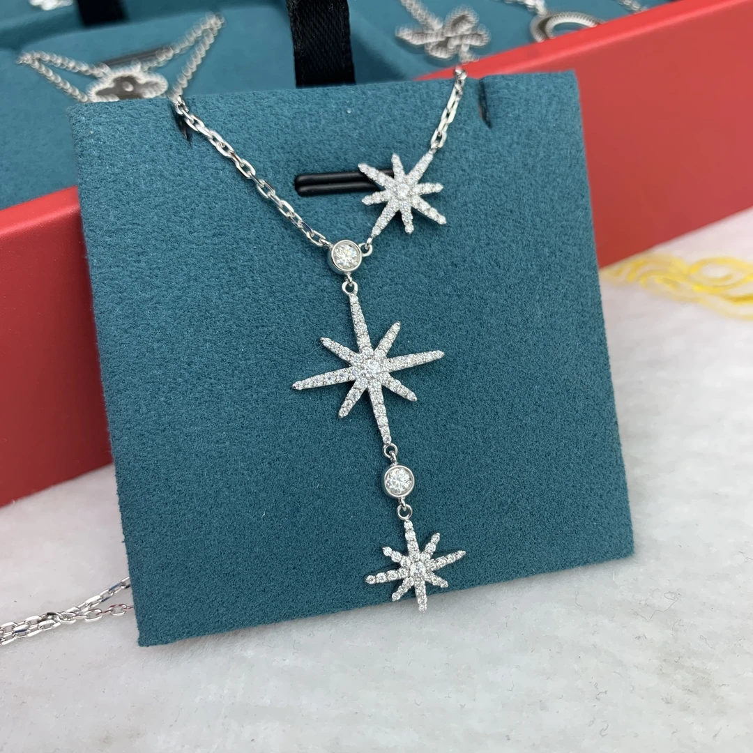 铂金八芒星镶嵌套链