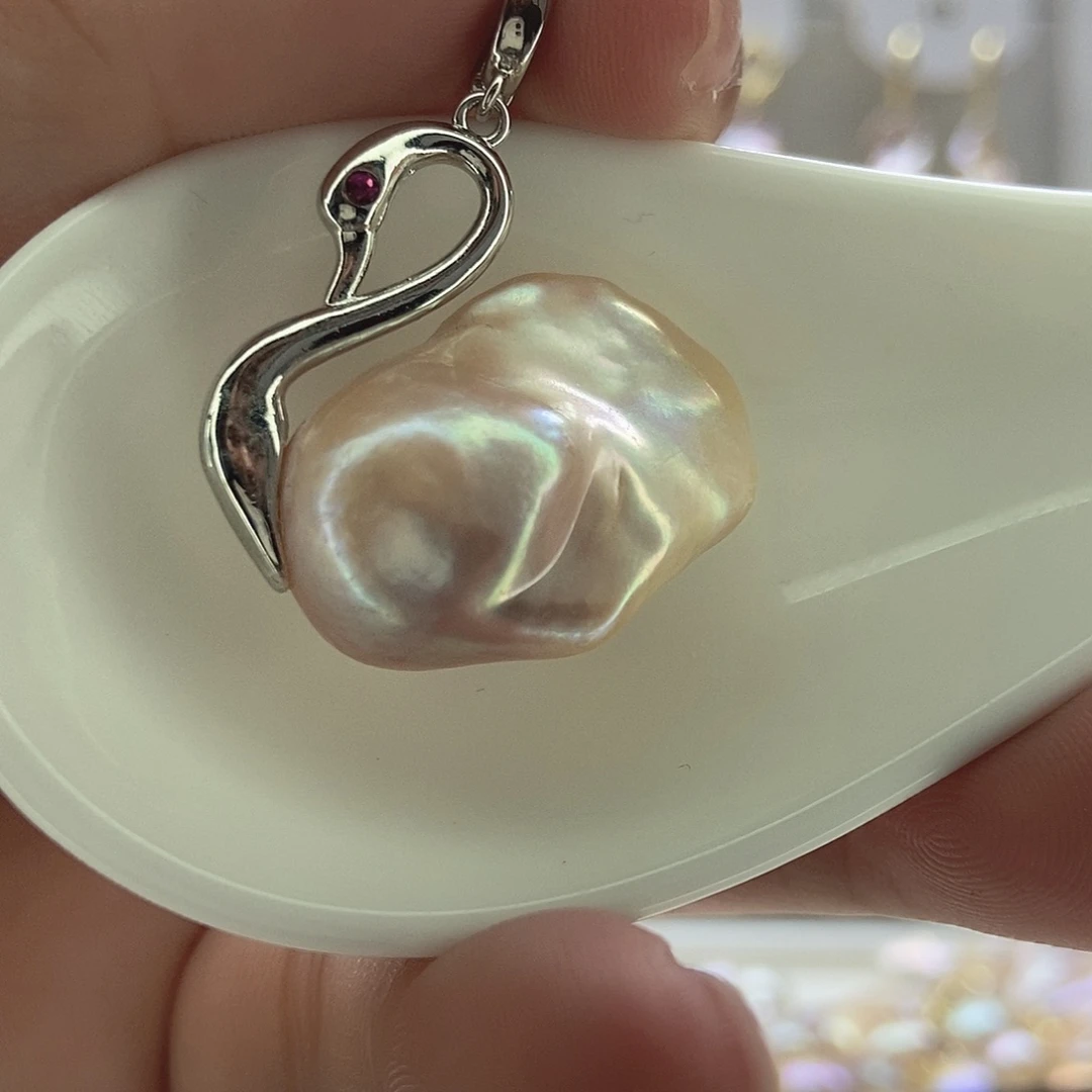 银S925镶嵌淡水珍珠颈饰5