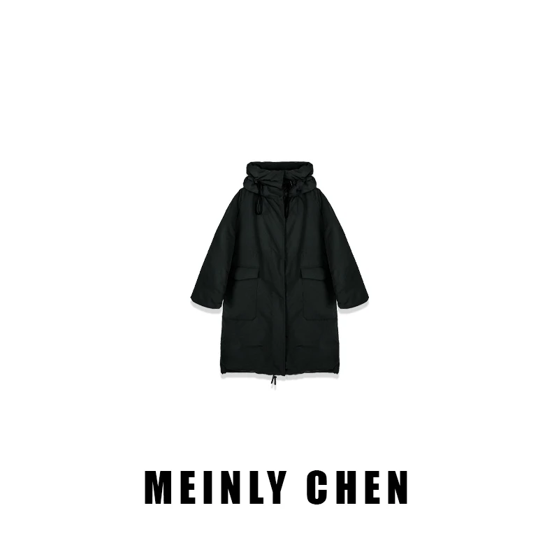 【MEINLY  CHEN】【耀黑女王】高端设计师款时尚保暖鹅绒服824349