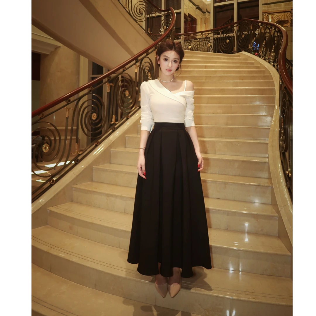 WW定制「许妍」显瘦气质赵露思同款网红时尚小众设计感上衣半裙套装