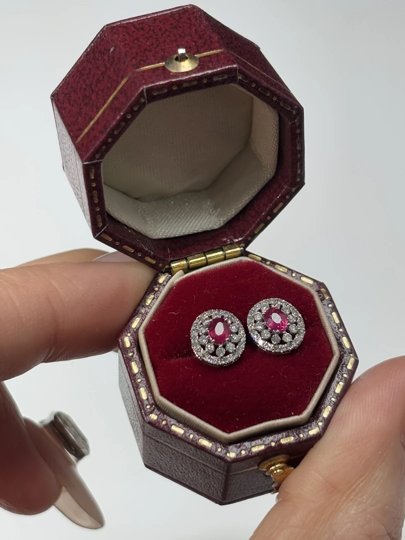 【KK珠宝】红宝花心耳钉