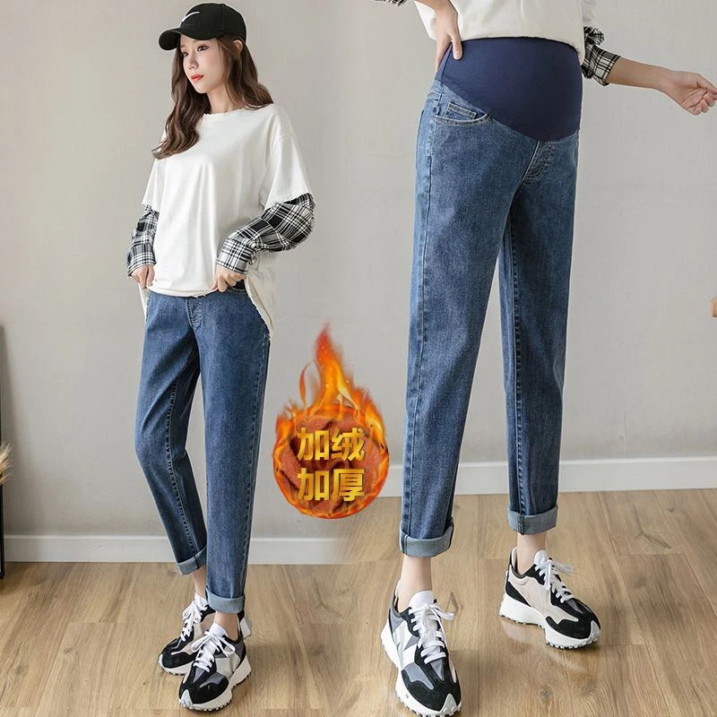 清仓捡漏孕妇哈伦裤春秋款加绒加厚秋冬款老爹裤萝卜裤牛仔裤子女
