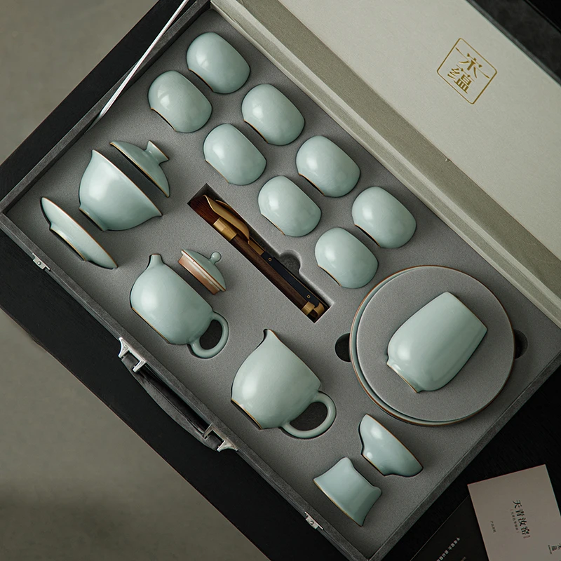 唐丰大师汝窑茶具套装2025新款送爸爸轻奢高档父亲节礼品生日礼物