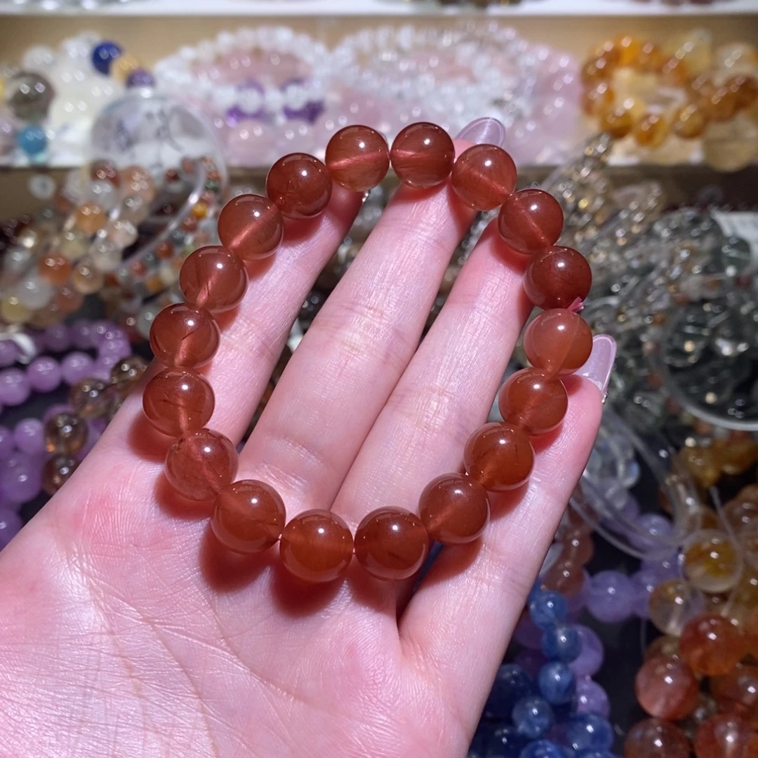 未镶嵌手链水晶红兔毛