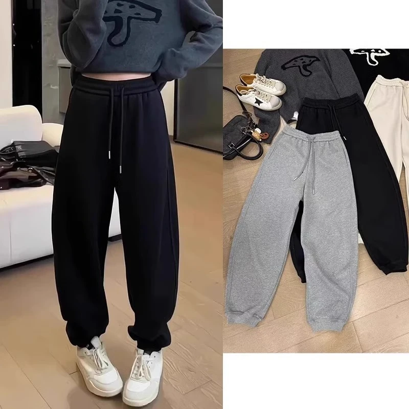 2025秋季新款大码女装束脚休闲卫裤梨形身材显瘦抽绳弯刀哈伦裤