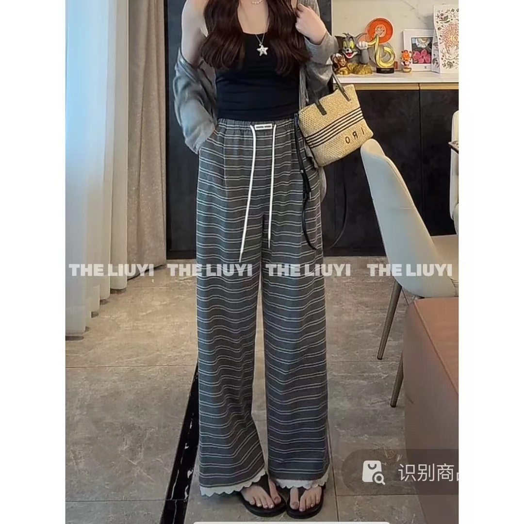 【LIUYI】条纹杂志~夏季高腰条纹休闲裤裤54167