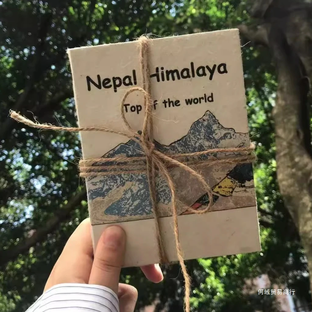 新尼泊尔手工本洛卡塔雪山小马草纸拼贴诗手账本DIY生日纪念礼物